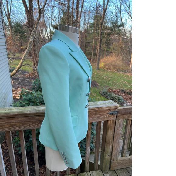 Classic structured Silver Button Double Breasted blazer mint C662 - Picture 3 of 12